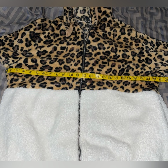 Sucrefas Leopard color block fuzzy hooded Jacket Size XL Women’s - Picture 6 of 9